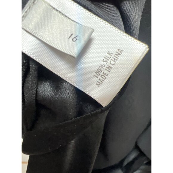 St John Black Silk and Satin Dolman Sleeve Blouse with Waist Sash - Picture 8 of 8